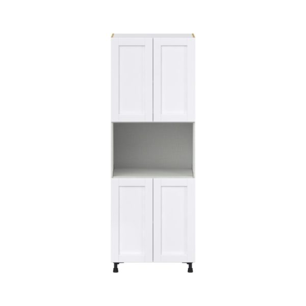 Dahlia Bright White  Shaker Assembled Pantry Micro/Oven  Cabinet (30 in. W x 84.5 in. H x 24 in. D)