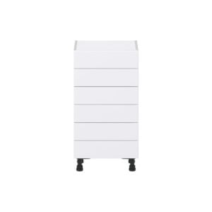 Dahlia Bright White  Shaker Assembled Shallow Base Cabinet with 6 Drawers (18 in. W x 34.5 in. H x 14 in. D)