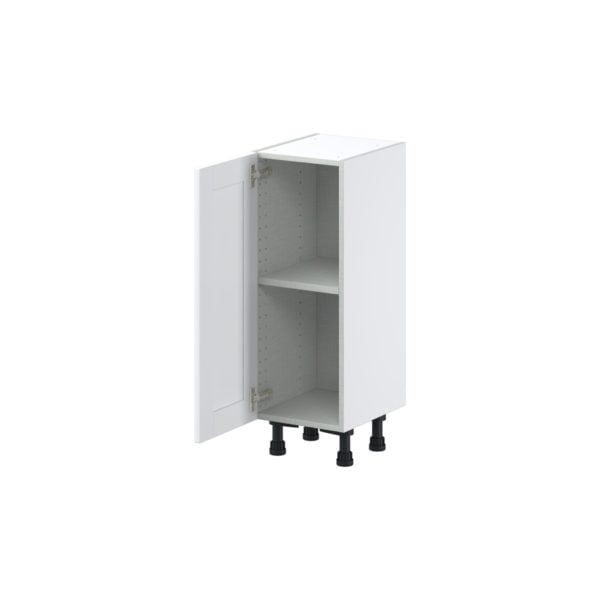 Dahlia Bright White  Shaker Assembled Shallow Base Cabinet with a Full High Door (12 in. W x 34.5 in. H x 14 in. D)