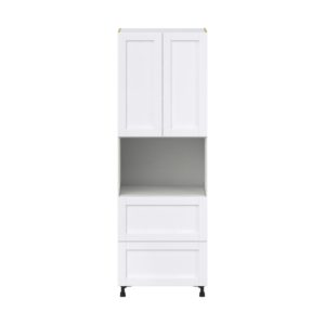 Dahlia Bright White  Shaker Assembled Pantry Microwave  Cabinet with 2 Drawers (30 in. W x 89.5 in. H x 24 in. D)