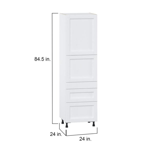 Dahlia Bright White  Shaker Assembled Pantry  Cabinet with 2 Inner Drawers (24 in. W x 84.5 in. H x 24 in. D)