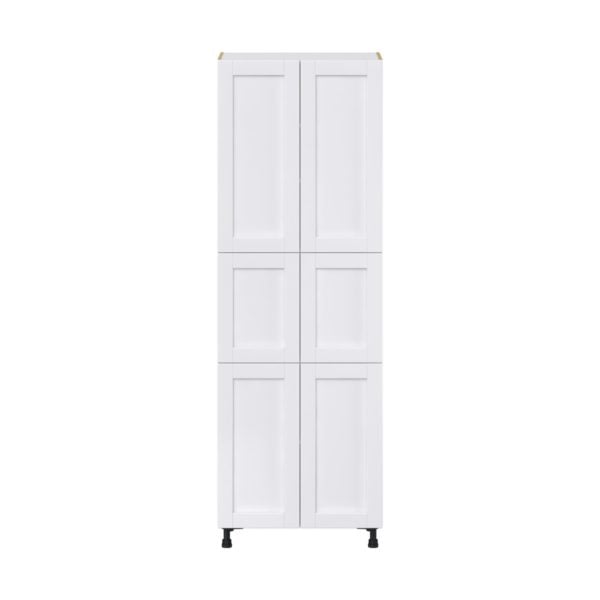 Dahlia Bright White  Shaker Assembled Pantry  Cabinet with 5 Shelves (30 in. W x 89.5 in. H x 24 in. D)