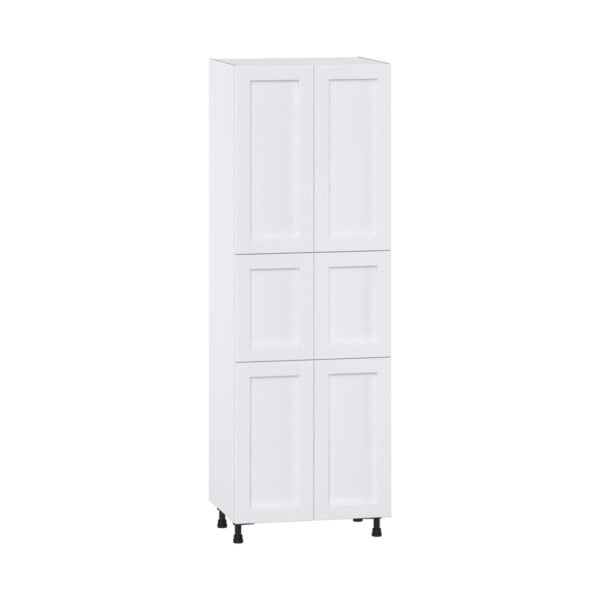 Dahlia Bright White  Shaker Assembled Pantry  Cabinet with 5 Shelves (30 in. W x 89.5 in. H x 24 in. D)