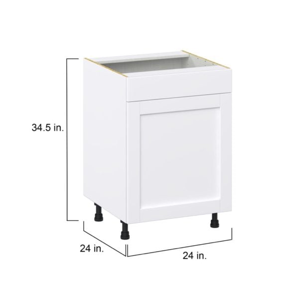 Dahlia Bright White   Shaker Assembled Sink Base Cabinet with 1 Door and 1 False Front (24 in. W x 34.5 in. H x 24 in. D)