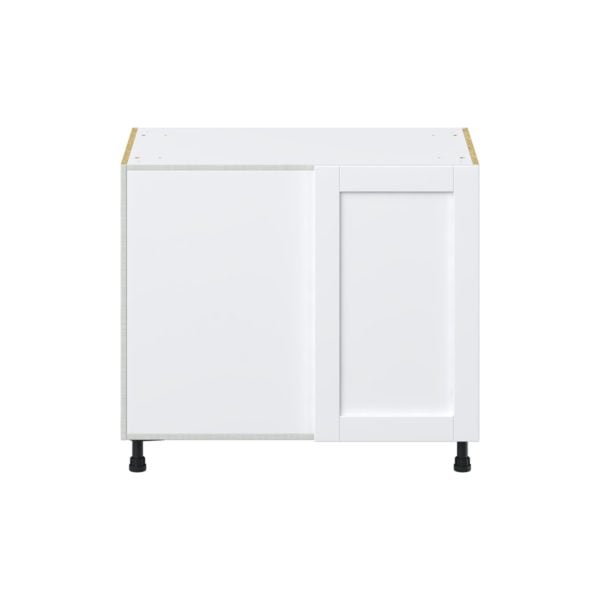 Dahlia Bright White  Shaker Assembled Blind Base Corner  Cabinet Left Open (39 in. W X 34.5 in. H X 24 in. D)