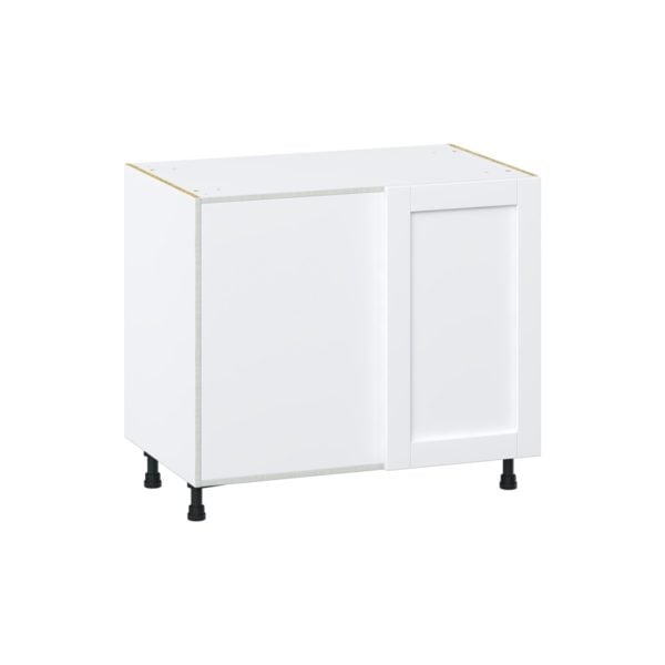 Dahlia Bright White  Shaker Assembled Blind Base Corner  Cabinet Left Open (39 in. W X 34.5 in. H X 24 in. D)