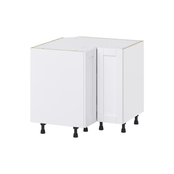 Dahlia Bright White  Shaker Assembled Lazy Susan Corner Base Cabinet (36 in. W x 34.5 in. H x 24 in. D)