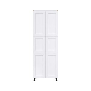 Dahlia Bright White  Shaker Assembled Pantry  Cabinet with 5 Shelves (30 in. W x 84.5 in. H x 24 in. D)