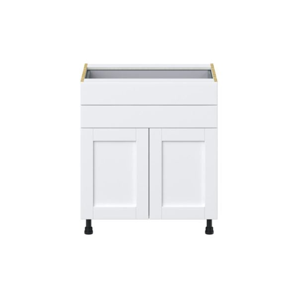 Dahlia Bright White  Shaker Assembled Base Cabinet with Two Doors and Two 5 in. Drawers (30 in. W x 34.5 in. H x 24 in. D)