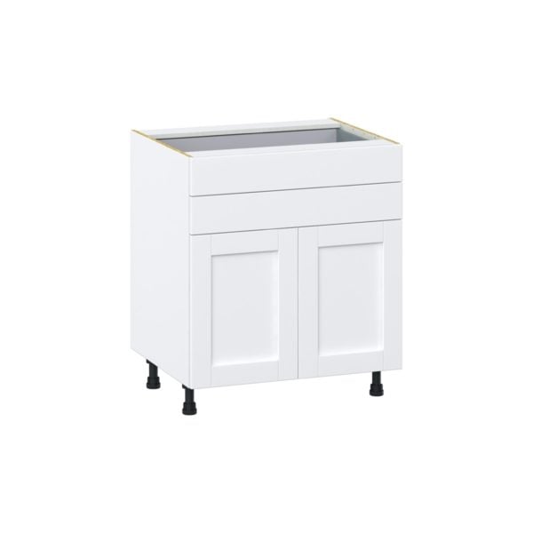 Dahlia Bright White  Shaker Assembled Base Cabinet with Two Doors and Two 5 in. Drawers (30 in. W x 34.5 in. H x 24 in. D)