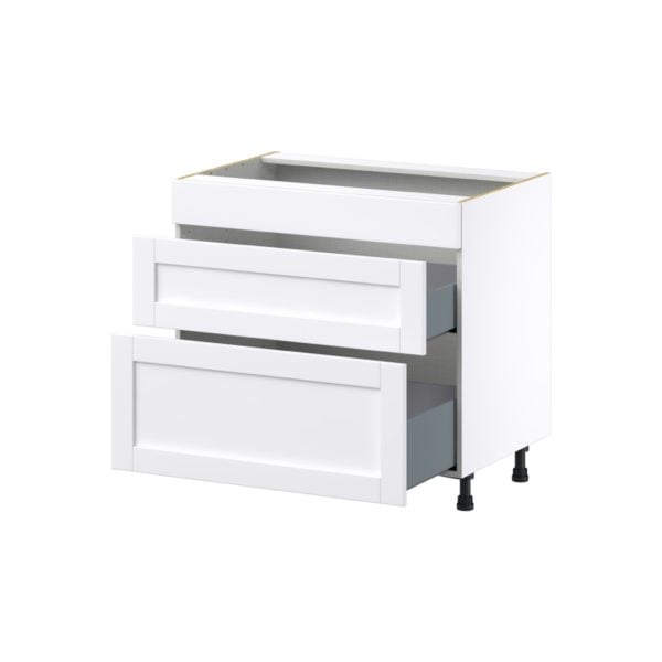 Dahlia Bright White  Shaker Assembled Cooktop Base Cabinet with Drawers and False Front (36 in. W x 34.5 in. H x 24 in. D)