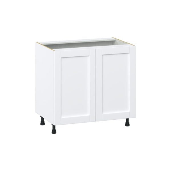 Dahlia Bright White  Shaker Assembled Base Cabinet with 2 Full High Doors and 3 Inner Drawers (36 in. W x 34.5 in. H x 24 in. D)