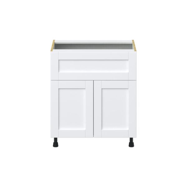 Dahlia Bright White  Shaker Assembled Base Cabinet with 1 Door and 10 in. Drawer (30 in. W x 34.5 in. H x 24 in. D)