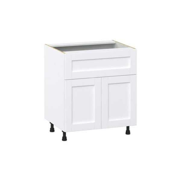 Dahlia Bright White  Shaker Assembled Base Cabinet with 1 Door and 10 in. Drawer (30 in. W x 34.5 in. H x 24 in. D)