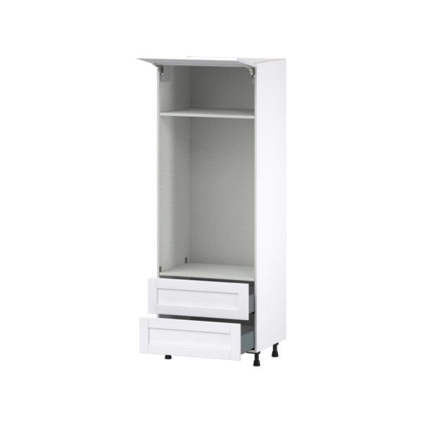 Dahlia Bright White  Shaker Assembled Pantry Micro/Oven  Cabinet with 2 Drawers (30 in. W x 84.5 in. H x 24 in. D)