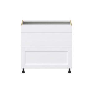 Dahlia Bright White  Shaker Assembled Cooktop Base Cabinet with Drawers and False Front (36 in. W x 34.5 in. H x 24 in. D)