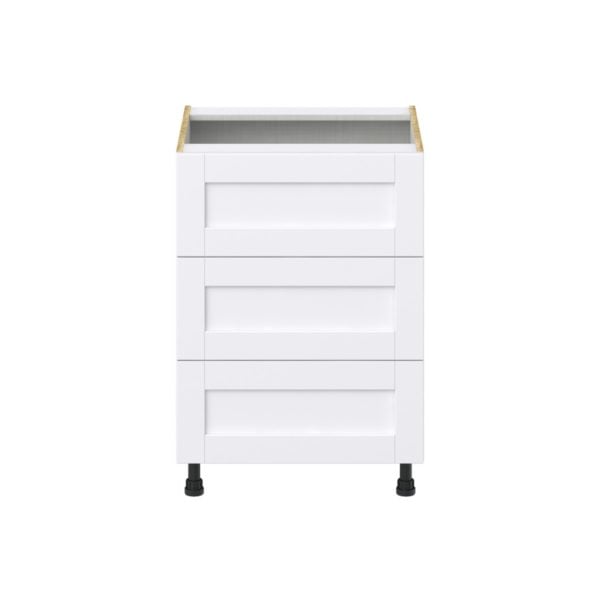 Dahlia Bright White  Shaker Assembled Base Cabinet with Three 10 in. Drawers (24 in. W x 34.5 in. H x 24 in. D)