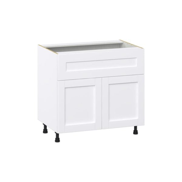 Dahlia Bright White  Shaker Assembled Cooktop Base Cabinet with 2 Doors and a 10 in. Drawer (36 in. W x 34.5 in. H x 24 in. D)