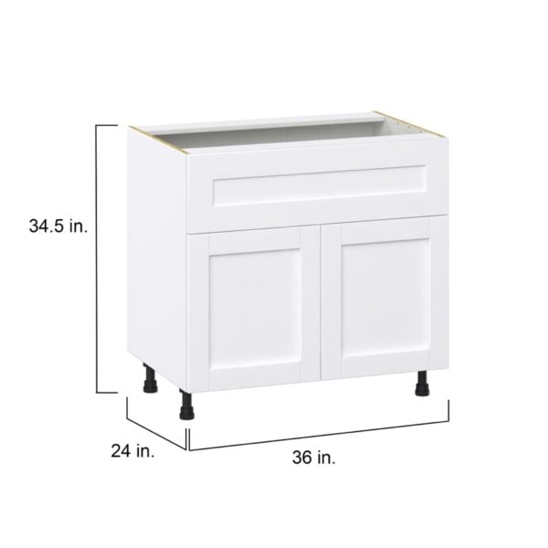 Dahlia Bright White  Shaker Assembled Cooktop Base Cabinet with 2 Doors and a 10 in. Drawer (36 in. W x 34.5 in. H x 24 in. D)