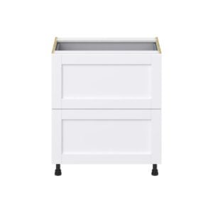 Dahlia Bright White  Shaker Assembled Base Cabinet with 2 Drawers and 1 Inner Drawer (30 in. W x 34.5 in. H x 24 in. D)