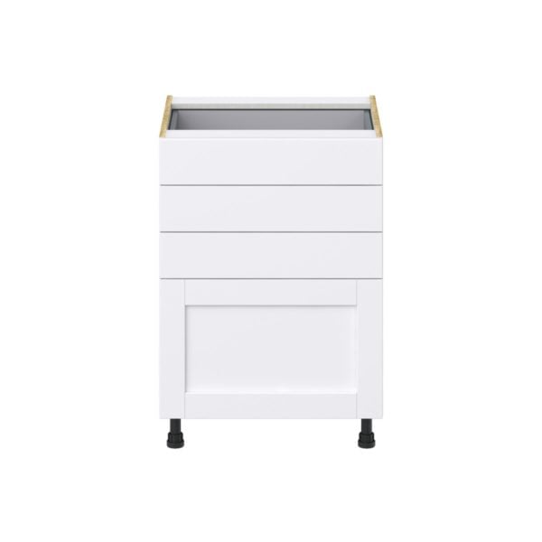 Dahlia Bright White  Shaker Assembled Base Cabinet with 4 Drawers (24 in. W x 34.5 in. H x 24 in. D)