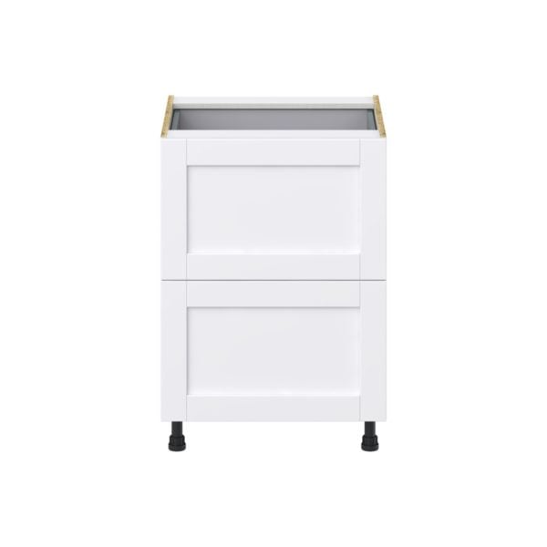 Dahlia Bright White  Shaker Assembled Base Cabinet with 2 Drawers and 1 Inner Drawer (24 in. W x 34.5 in. H x 24 in. D)