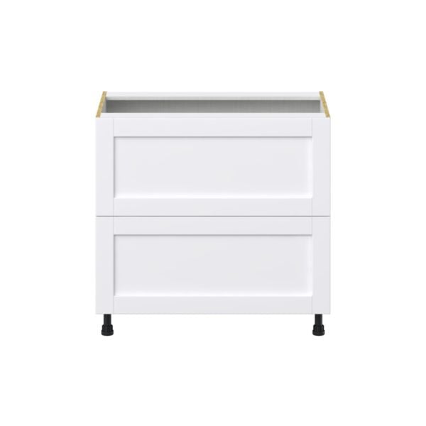 Dahlia Bright White  Shaker Assembled  Cooktop Base Cabinet with 2 Drawers and a Inner Drawer (36 in. W x 34.5 in. H x 24 in. D)