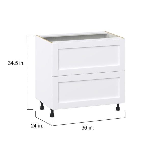 Dahlia Bright White  Shaker Assembled  Cooktop Base Cabinet with 2 Drawers and a Inner Drawer (36 in. W x 34.5 in. H x 24 in. D)