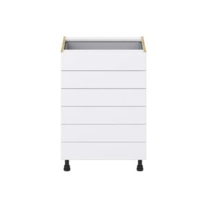 Dahlia Bright White  Shaker Assembled Base Cabinet with 6 Drawers (24 in. W x 34.5 in. H x 24 in. D)