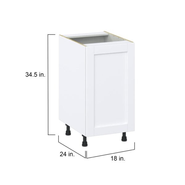 Dahlia Bright White  Shaker Assembled Base Cabinet with a Full High Door (18 in. W x 34.5 in. H x 24 in. D)