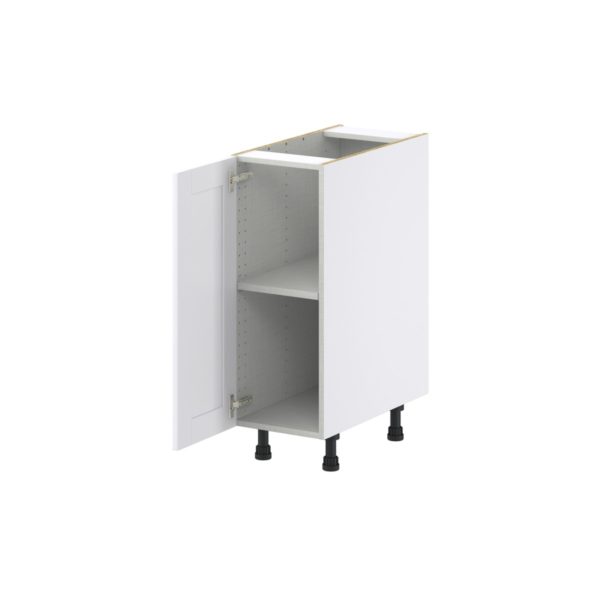 Dahlia Bright White  Shaker Assembled Base Cabinet with a Full High Door (12 in. W x 34.5 in. H x 24 in. D)