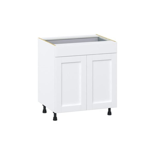 Dahlia Bright White  Shaker Assembled Base Cabinet with 2  Doors and a Drawer (30 in. W x 34.5 in. H x 24 in. D)