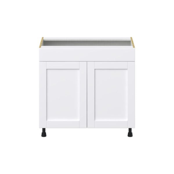 Dahlia Bright White  Shaker Assembled Cooktop Base Cabinet with 2 Doors and False Front (36 in. W x 34.5 in. H x 24 in. D)