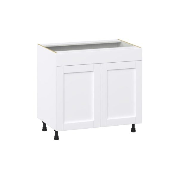 Dahlia Bright White  Shaker Assembled Cooktop Base Cabinet with 2 Doors and False Front (36 in. W x 34.5 in. H x 24 in. D)