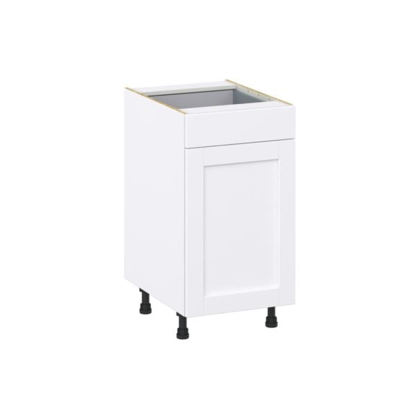 Dahlia Bright White  Shaker Assembled Base Cabinet with 1 Door and 1 Drawer (18 in. W x 34.5 in. H x 24 in. D)