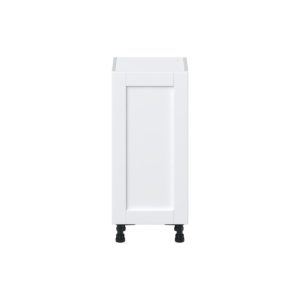 Dahlia Bright White  Shaker Assembled Shallow Base Cabinet with a Full High Door and 3 Inner Drawers (15 in. W x 34.5 in. H x 14 in. D)