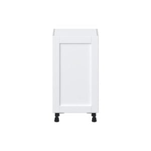 Dahlia Bright White  Shaker Assembled Shallow Base Cabinet with a Full High Door and 3 Inner Drawers (18 in. W x 34.5 in. H x 14 in. D)