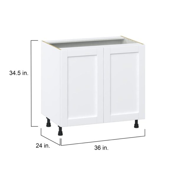 Dahlia Bright White  Shaker Assembled Base Cabinet with 2 Full High Doors (36 in. W x 34.5 in. H x 24 in. D)