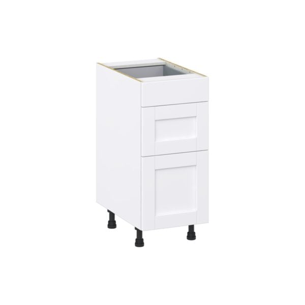 Dahlia Bright White  Shaker Assembled Base Cabinet with 3 Drawers (15 in. W x 34.5 in. H x 24 in. D)