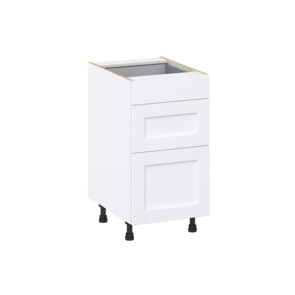 Dahlia Bright White  Shaker Assembled Base Cabinet with 3 Drawers (18 in. W x 34.5 in. H x 24 in. D)