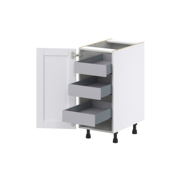 Dahlia Bright White  Shaker Assembled Base Cabinet with a Full High Door and 3 Inner Drawers (15 in. W x 34.5 in. H x 24 in. D)