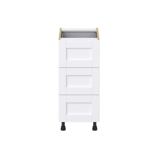 Dahlia Bright White  Shaker Assembled Base Cabinet with Three 10 in. Drawers and 1 Inner Drawer (15 in. W x 34.5 in. H x 24 in. D)