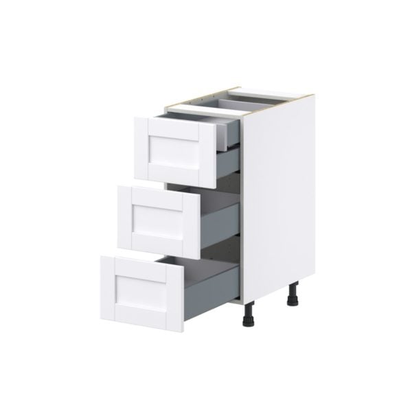 Dahlia Bright White  Shaker Assembled Base Cabinet with Three 10 in. Drawers and 1 Inner Drawer (15 in. W x 34.5 in. H x 24 in. D)