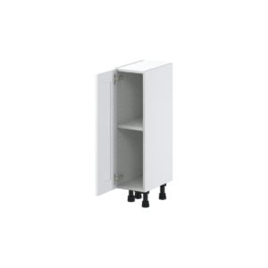 Dahlia Bright White  Shaker Assembled Shallow Base Cabinet with a Full High Door (9 in. W x 34.5 in. H x 14 in. D)