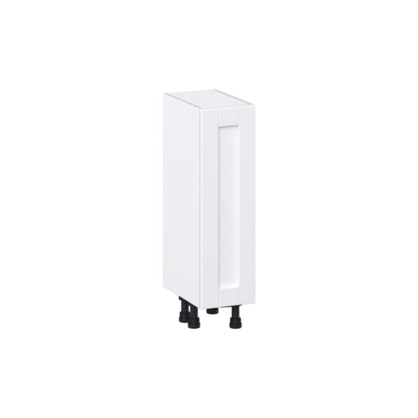 Dahlia Bright White  Shaker Assembled Shallow Base Cabinet with a Full High Door (9 in. W x 34.5 in. H x 14 in. D)