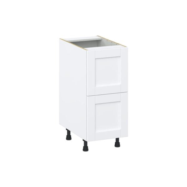 Dahlia Bright White  Shaker Assembled Base Cabinet with 2 Drawers (15 in. W x 34.5 in. H x 24 in. D)