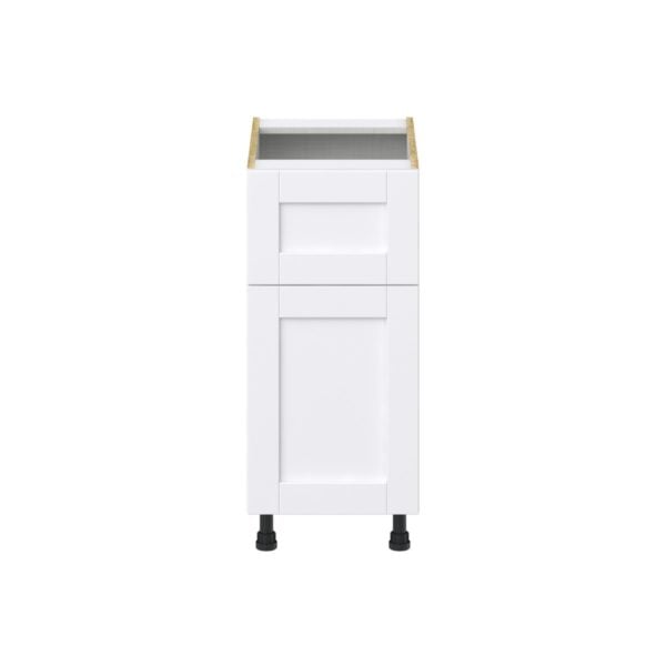 Dahlia Bright White  Shaker Assembled Base Cabinet with 1 Door and 10 in. Drawer (15 in. W x 34.5 in. H x 24 in. D)