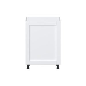 Dahlia Bright White  Shaker Assembled Shallow Base Cabinet with a Full High Door and 3 Inner Drawers (24 in. W x 34.5 in. H x 14 in. D)