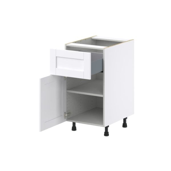 Dahlia Bright White  Shaker Assembled Base Cabinet with 1 Door and 10 in. Drawer (18 in. W x 34.5 in. H x 24 in. D)