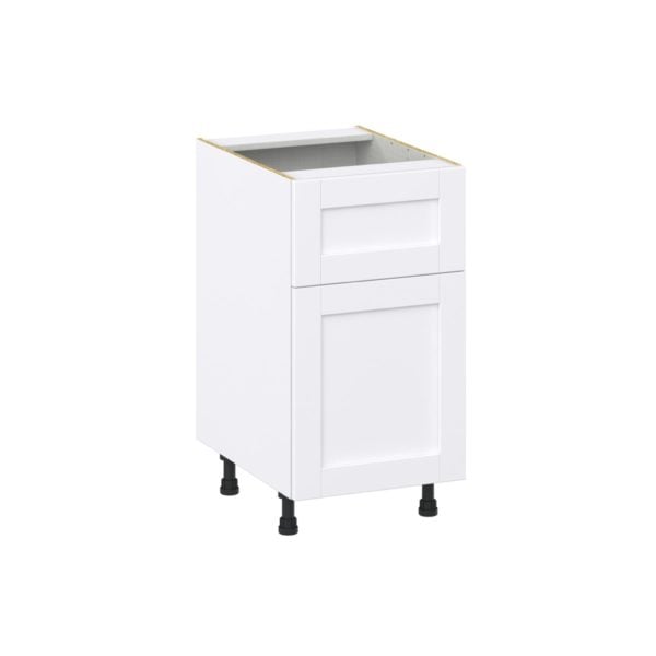 Dahlia Bright White  Shaker Assembled Base Cabinet with 1 Door and 10 in. Drawer (18 in. W x 34.5 in. H x 24 in. D)